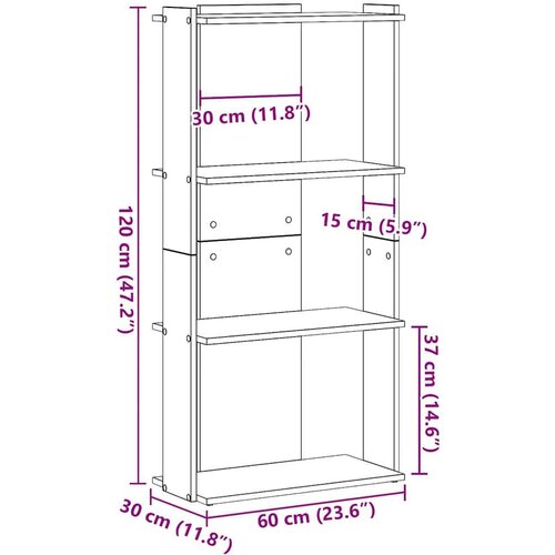 VidaXL Regal za knjige s 3 razine bijeli 60x30x120cm konstruirano drvo Slike