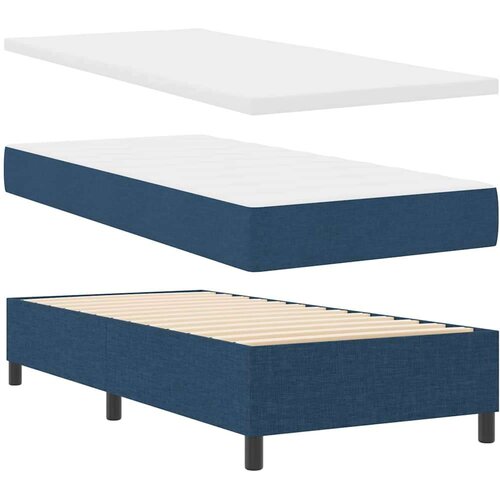 VidaXL Box spring krevet s madracem Plava 90 x 190 cm tkanina Slike