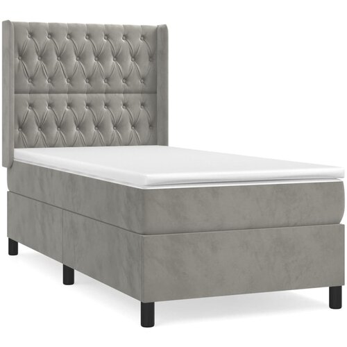 Maison Chic Box spring postelja - Vzmetna postelja z vzmetnico svetlo siva 80x200 cm žamet SL1535, (21909240) Cene
