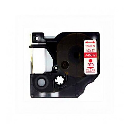 Dymo D1 45012 združljiv trak - 12 mm x 7 metrov rdeč/prozoren S0720520, (21404725) Cene