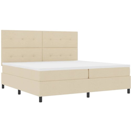  Krevet s opruga kutije s uzglavljem Krema 200 x 200 cm tkanina Slike
