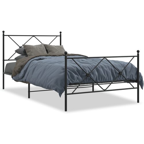 vidaXL Metalni okvir kreveta uzglavlje i podnožje crni 100x190 cm Cijene