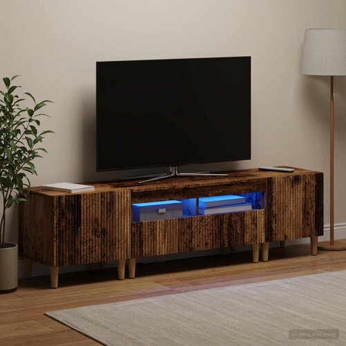  3-dijelni LED TV kabinet ARNHEM 3 kom. Staro drvo Slike
