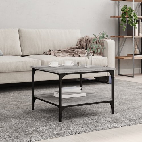 VidaXL Klubska mizica siva sonoma 55x55x40 cm inženirski les Slike