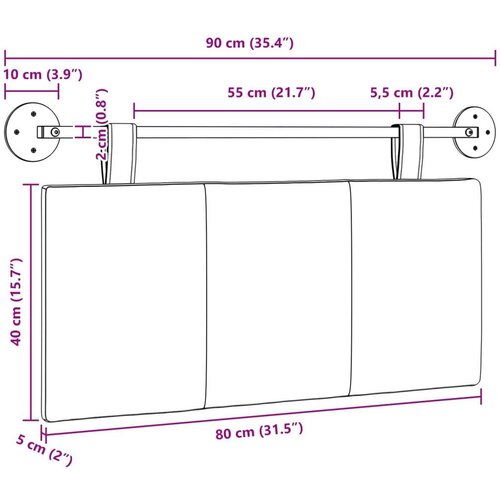  Držeće uzglavlje Zidne Prugasti Bijeli 90 x 55 x 5 cm tkanina - Bijeli 80 cm bez LED Slike