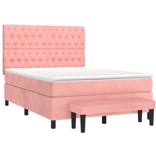  Boxspring - Krevet s oprugama i madracem ružičasti 140x190 cm bar&amp;scaron;unasti - Ružičasta 140 x 190 cm Dizajn s gumbima Slike