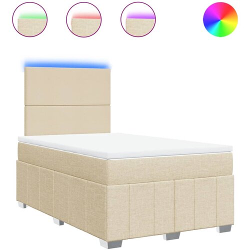 vidaXL Box spring postelja z vzmetnico krem 120x200 cm blago, (21306985) Cene