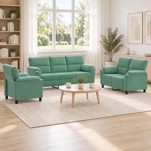  Set sofe 3 pcs Morska zelena Bar&scaron;un - zelena boja mora 1-sjedalo + 2-sjedalo (120 cm) + 3-sjedalo Cijene