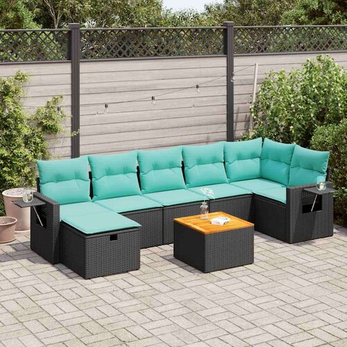  Vrtna garnitura - 8-dijelni set vrtnih sofa od poliratana s jastucima crni - Crna 1 Cijene