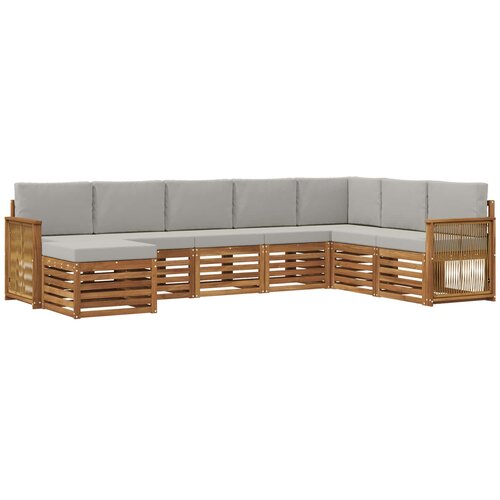 vidaXL Zunanja garnitura za sedenje 6 pcs Naravna in svetlo siva, (5000279987) Cene
