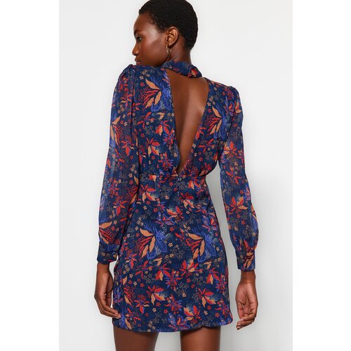 Trendyol Blue Stand-Up Collar Dress, Woven Dress Cene