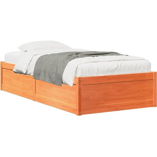 vidaXL Posteljni okvir voščeno rjav 75x190 cm trdna borovina Cene