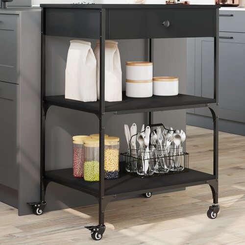 Kuhinjska kolica crna 60 x 48 x 89,5 cm od konstruiranog drva Cijene