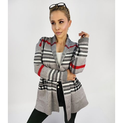 Pri WARM Sweater. Checkered cardigan overlay Slike