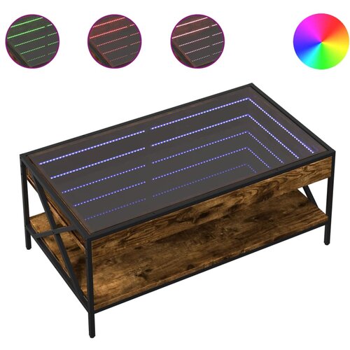 Maison Chic Klubska mizica - kavna mizica - Nizka mizica z neskončnimi LED dimljen hrast 90x50x38 cm, (21752210) Cene