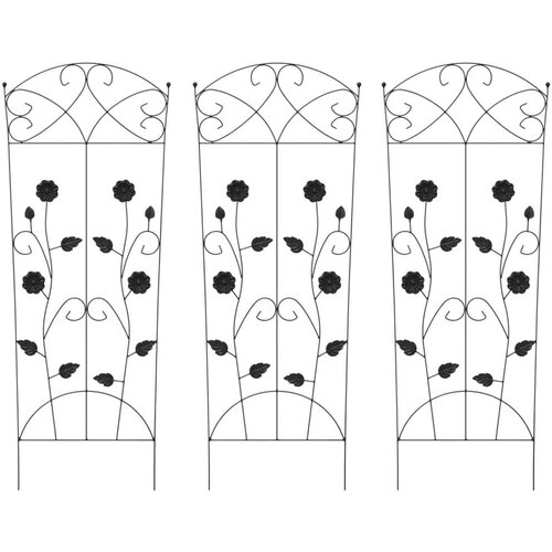  Vrtna Ograda Re&amp;scaron;etkasti 3 pcs Crna 112 x 40 cm Čelik Slike