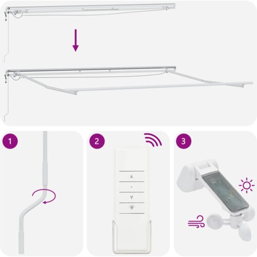  Automatska uvlačiva tenda s LED crveno-bijelim prugama 500x350 cm Slike