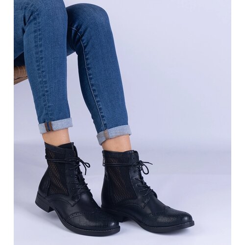 Gemre Black lacy flat boots Reeves Cene