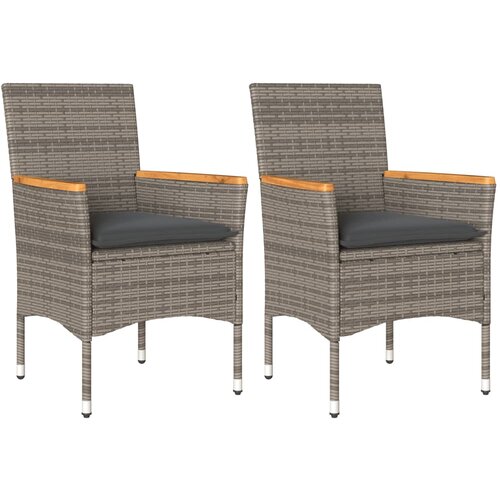 Maison Chic Vrtni stoli - Stol za vrt z blazinami 2 kosa siv poli ratan JS2153, (21877103) Slike