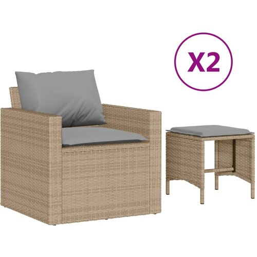 Maison Chic Seti vrtnega pohištva - Vrtna garnitura - Vrtni pohištvo set 4-delna z blazinami bež poli ratan, (21815406) Cene