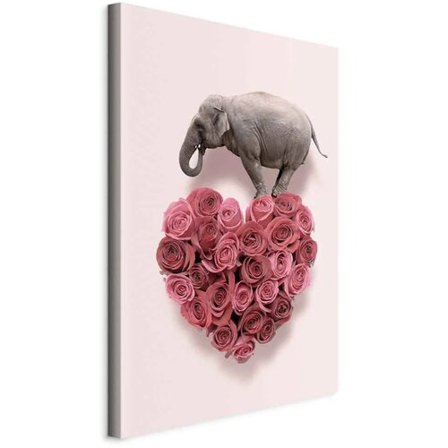  Slika - Elephant Lover (1-part) - Elephant Amid Pink Flowers 60x90 Na talijanskom platnu Cijene