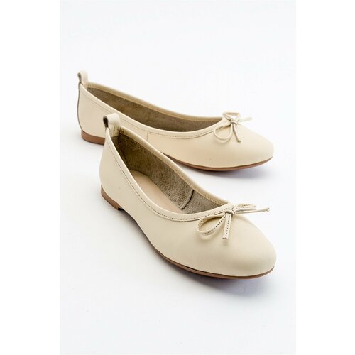LuviShoes 01 Women's Flat Shoes with Beige Genuine Leather Ecru. Slike