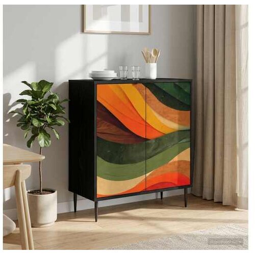 vidaXL Kreveta BONN Crni hrast 69 x 33 x 76 cm Konstruirano drvo - Retro valni uzorak Cijene