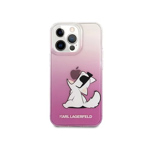 Karl Lagerfeld Originalen ovitek KLHCP13XCFNRCPI za iPhone 13 Pro Max prozorno pink zaščita - Choupette Fun