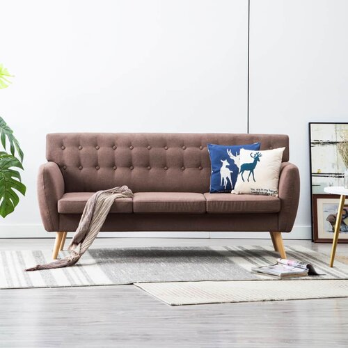 vidaXL Kavč trosed z oblogo iz blaga 172x70x82 cm rjave barve Cene