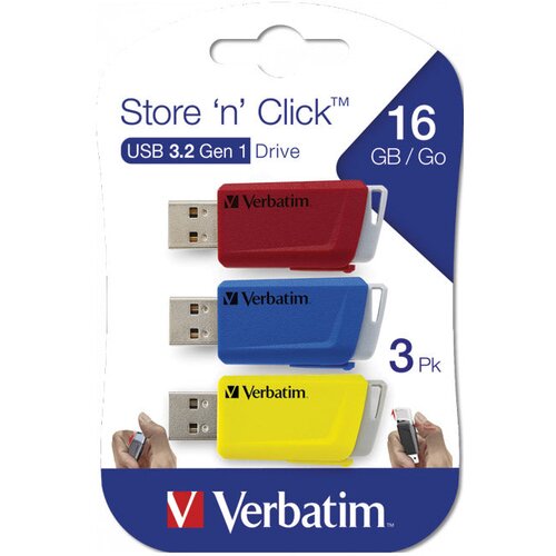  Memorija USB 3x16GB 3.0 Store'n'Click Verbatim 49306 sortirano blister Cene