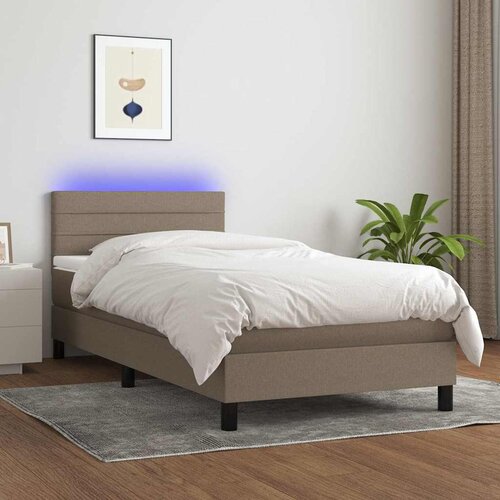  Krevet box spring s madracem LED smeđesivi 80 x 200 cm tkanina Cijene
