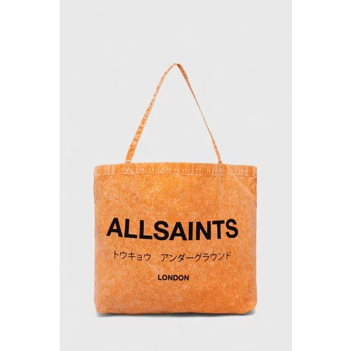 AllSaints Bombažna vrečka oranžna barva