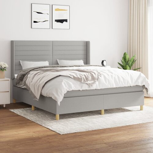 VidaXL Box spring postelja z vzmetnico svetlo siva 180x200 cm blago Slike