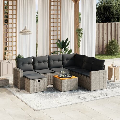 vidaXL 8-dijelni set vrtnih sofa od poliratana s jastucima sivi Cijene