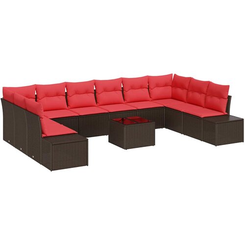 vidaXL Vrtna sedežna garnitura 11 pcs Rjava in rdeča 344 x 209 x 85 cm, (5000020289) Cene