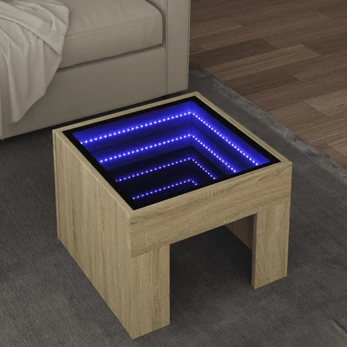 vidaXL Stolić s beskonačnim LED svjetlima boja hrasta 40x40x30 cm