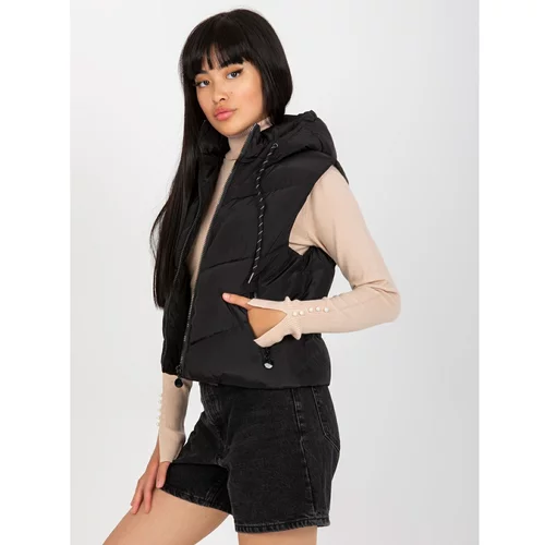 Fashion Hunters Black short down vest with quilting