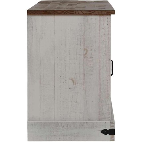 VidaXL TV omarica HALDEN 2 drsna vrata bela 150x40x60 cm masivni les Slike