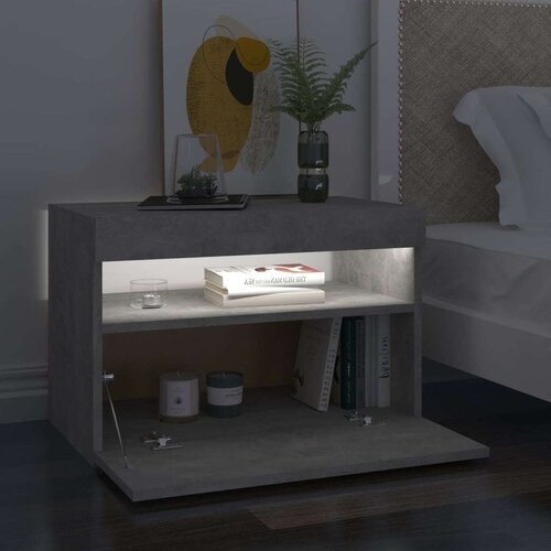 VidaXL noćni ormarić LED 2 kom siva boja betona 60x35x40 cm od iverice Slike