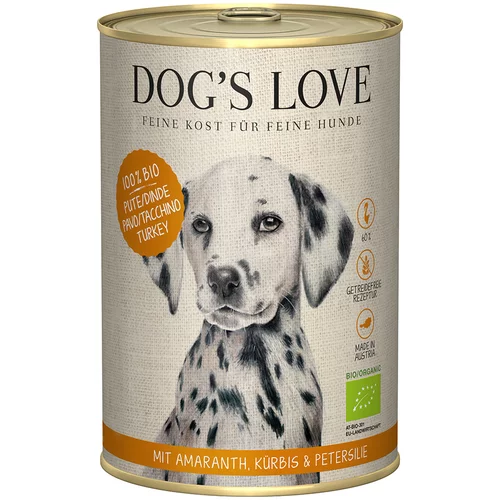 Dog's Love Bio 6 x 400 g - Ekološko pridelan puran