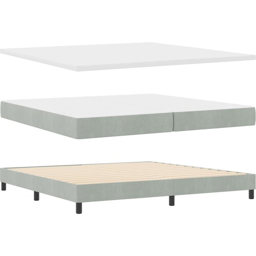 vidaXL Oblazinjeno leži&scaron;če z vzmetnico Svetlo siva 200x200 cm Žamet Cene
