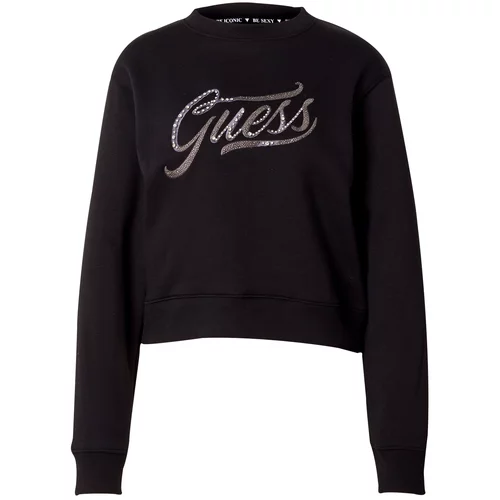 Guess Sweater majica tamno smeđa / crna
