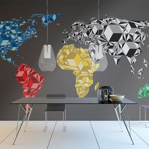  Tapeta - Map of the World - colorful solids 200x154 Slike