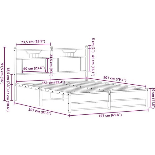 vidaXL Posteljni okvir brez vzmetnice rjavi hrast 150x200 cm inž. les Cene