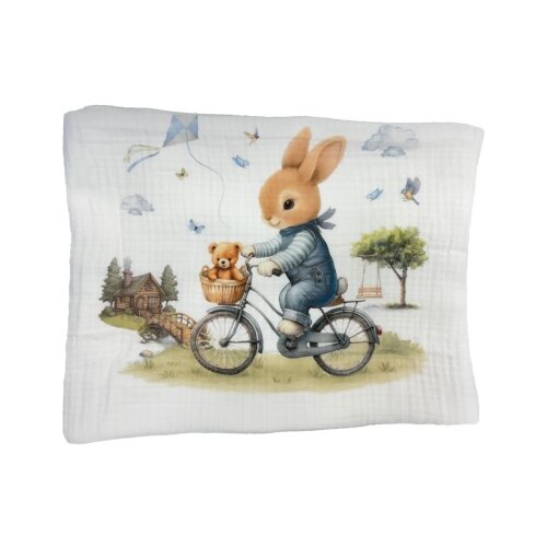 Deksi muslin prekrivač &amp;quot;Zeka&amp;quot; plavi 120x120cm četvoroslojni ( 3929 ) Slike