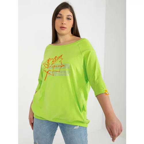 Fashion Hunters Lime green women's blouse plus size with pockets