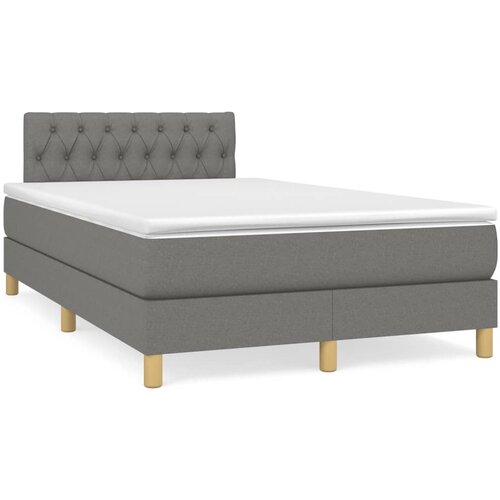 VidaXL Box spring postelja z vzmetnico LED temno siva 120x190 cm blago Slike
