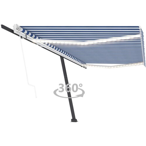 vidaXL Automatska tenda sa senzorom LED 500 x 300 cm plavo-bijela Cijene