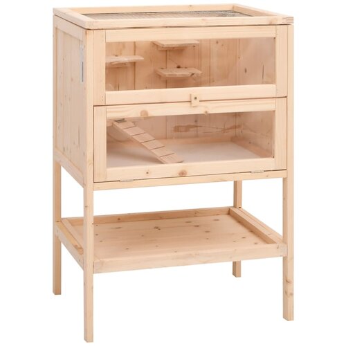 VidaXL Kletka za hrčke 55x40x80 cm trden les jelke Slike