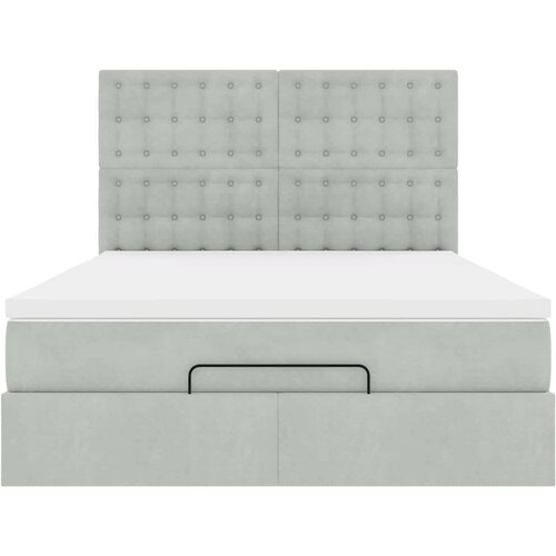  Otomanski krevet s madracima svijetlosivi 140x190 cm bar&amp;scaron;unasti Slike